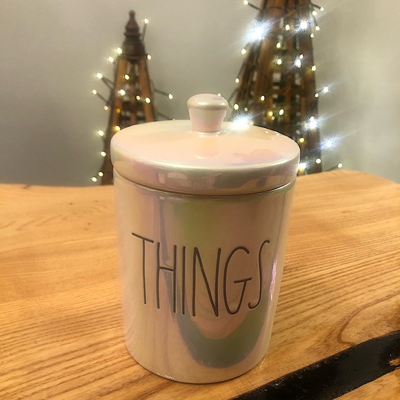 RAE DUNN: Iridescent “Things” Container/Canister/Jar with lid